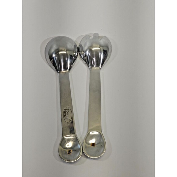 Towle Mother of Pearl Inlay Large Serving Spoon Salad Set 2 Utensils 11" EUC - Picture 5 of 6